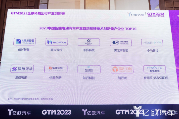 知行科技荣获2023年中国自动驾驶技术创新量产企业前10称号