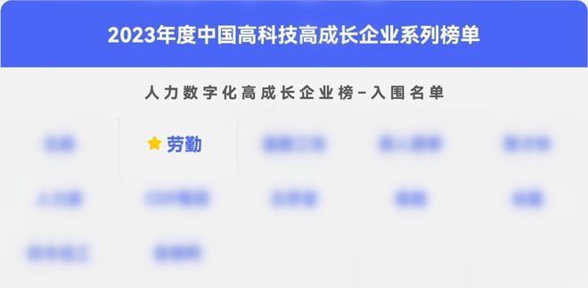 劳勤入围“2023年度中国高科技高成长企业系列榜单”！
